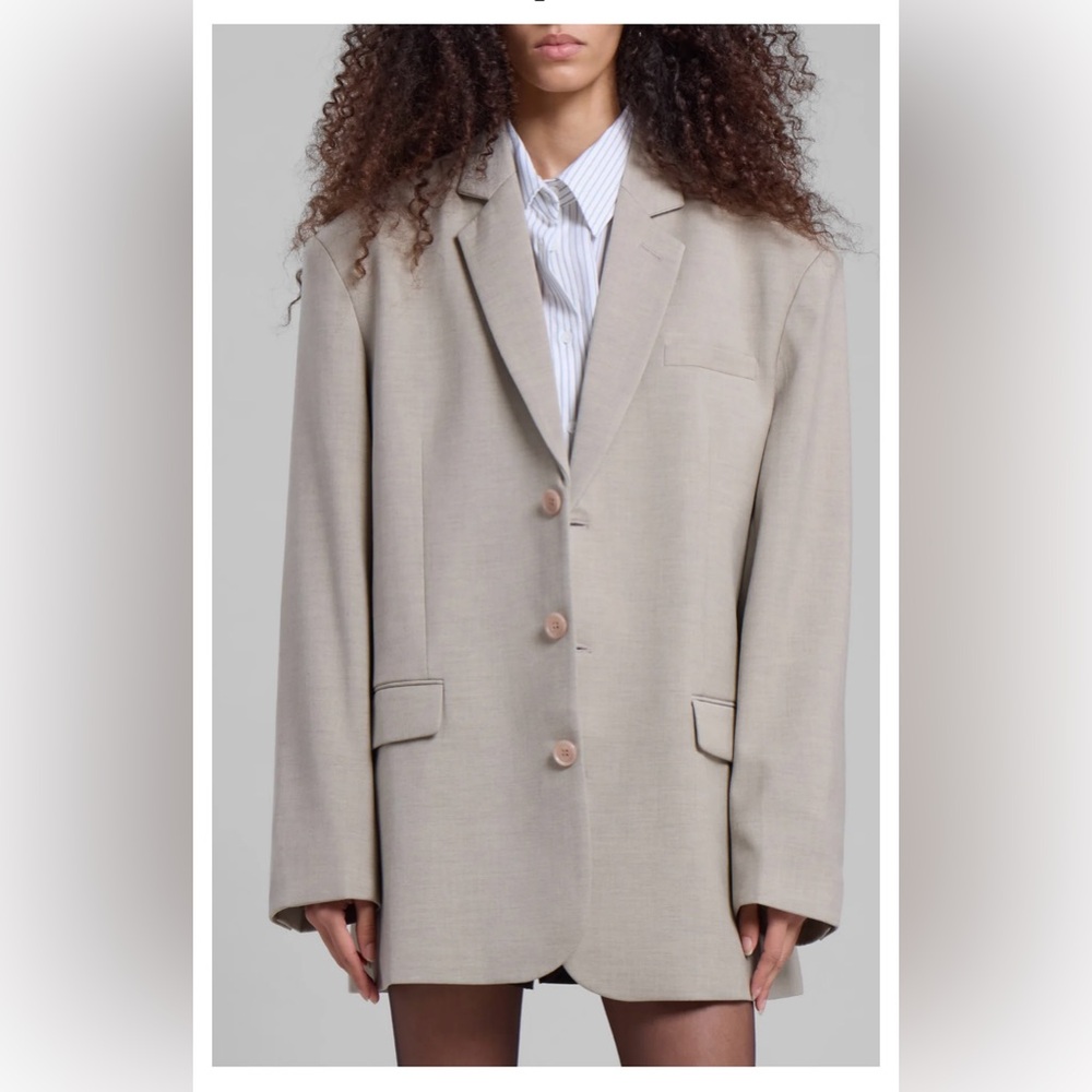 NWT The Frankie Shop Gelso Oversized Blazer Taupe Melange XS sand color new - Picture 4 of 15